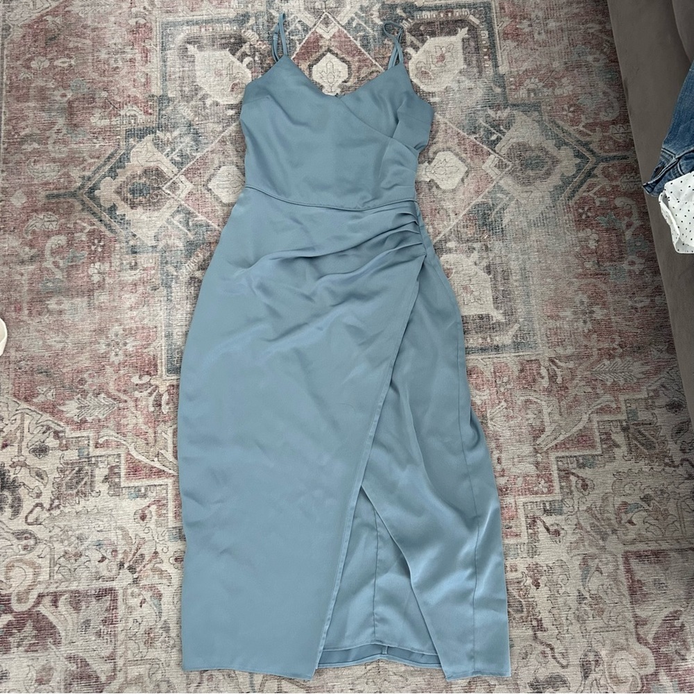 Abercrombie & Fitch blue midi wrap dress with ruching size XST